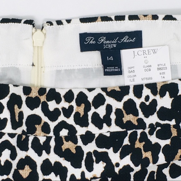 J CREW FACTORY Leopard Basketweave Pencil Skirt 14 - Picture 3 of 8
